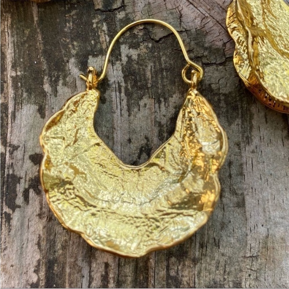 Zara Gold Crescent Hoop Earrings - Picture 6 of 13